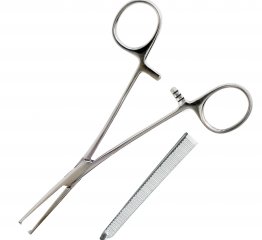 Затискач кровозупинний Кохера, зубчаcтий, прямий, 1/2 зуба, 140 мм, дитячий, тонкий Raj Impex 06-73